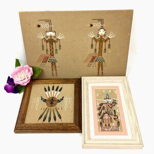 Vintage Native American Southwestern Navajo Original Sand Art Wall Hangings